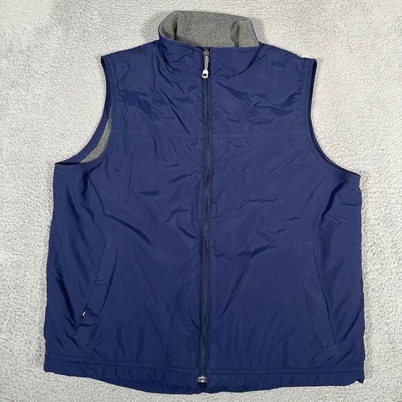 LL Bean Vest Mens Size XLT Blue Full Zip Fleece Lined‎ Windbreaker Outdoor Logo - Picture 1 of 8